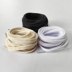 Lacets plats de qualité tissés à la main <span class=keywords><strong>130</strong></span>*8mm lacets de chaussures en corde de coton couleur unie cordes normales lacets de chaussures - Product Image 1