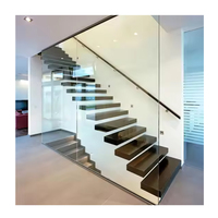 Modernes Design LED-Leuchten Straight Open Riser Staircase Floating Stair Kits für Villen Fabrik preis Straight Stringer Mono Kits