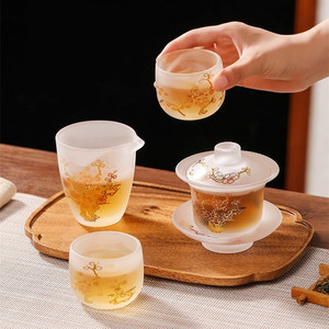 Venta al por mayor de vidrio de colores Gongfu juego de té completo de elaboración de cerveza Gaiwan Cups Fair Cup Enterprise Business Gift - Product Image 2