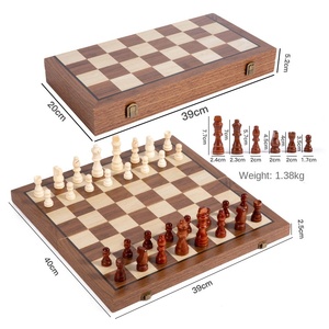 Set di <span class=keywords><strong>Scacchi</strong></span> e Dama Pieghevole in Legno di Alta Qualità con Bordo in Noce, Due in Uno, per Uso in Supermercato, con Guida Video - Product Image 6