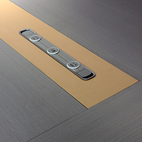Table de réunion de direction de grande taille en placage de bois de qualité E0, table de conférence moderne de luxe avec prises électriques
