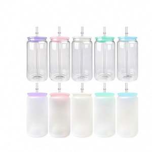 Elegant Shaped Drinking Plastic 16Oz Colored Plastic Solid Glossy Can With Pp Lids for UV DTF Transfer - Product Image 4