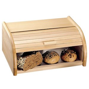 Beech Wood Bread Bin 39x25x18 Cm Roll Up Lid <b>Storage</b> <b>Container</b> For <b>Kitchen</b> Use - Product Image 4