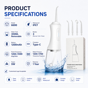 <span class=keywords><strong>Irrigador</strong></span> Bucal Eléctrico Portátil Recargable Tipo-C, Resistente al Agua IPX7, Ligero, <span class=keywords><strong>de</strong></span> <span class=keywords><strong>Viaje</strong></span>, con Logotipo Personalizado - Product Image 3
