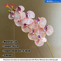 Fleur artificielle Phalaenopsis imprimée en 3D de qualité supérieure DC146, couleur pêche clair, fausse orchidée pour bouquet de mariage, décoration de vase à domicile, vente en gros