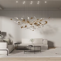 Décoration intérieure pour salon, lustre suspendu en verre fait main avec LED, décoration de hall d'hôtel, lustre moderne en cristal