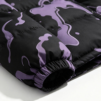 Blouson matelassé personnalisé à col montant pour homme, imprimé intégral graffiti, coupe oversize, zippé, style streetwear, manteau d'hiver rembourré