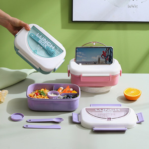 Contenedor de almuerzo escolar de oficina de plástico de <span class=keywords><strong>1</strong></span> capa y 2 capas sin BPA de 1200ML con cubiertos, caja de microondas, fiambrera para niños - Product Image 2