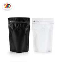 Impression de logo personnalisé 12oz Doypack feuille d'aluminium blanche laminée pochette support réutilisable à fermeture éclair sacs d'emballage en plastique pour grains de café
