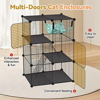 Enclos pour chat à 3 niveaux DIY, parc pour chat intérieur et extérieur avec hamac, cage en fil métallique détachable, cage pour chat