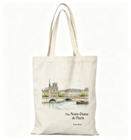Sacs fourre-tout en toile personnalisés souvenirs de ville, sacs de courses réutilisables en coton avec logo OEM pour les boutiques de cadeaux touristiques, sacs écologiques