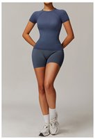 Ensemble 2 pièces de vêtements de sport pour femmes, shorts de gym et de yoga unis grandes tailles, extensibles dans quatre directions, en tissu écoresponsable Spandex/Nylon