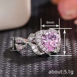 Anello con Fiocco a Cuore Rosa Dolce per Donne, Gioiello da Dito alla Moda - Product Image 4