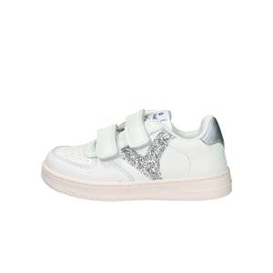 Sneakers Victoria per Ragazze, Bianche e Argento con Pannello Laterale Glitterato e Chiusura in Velcro, Scarpe Casual - Product Image 1