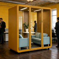 Cabines insonorisées modulaires modernes en acier, extensibles, réglables, multi-personnes, mobiles, pour bureaux, bâtiments, télétravail, écoles, salles de réunion