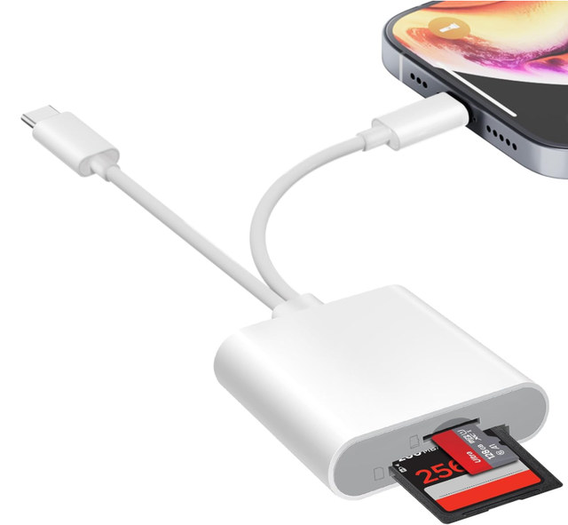 USB C+iOS 2-in-1 Card Reader Cable Mobile Phone Portable SD TF Camera Memory Card Reader for IPhone, IPad, Android Plug