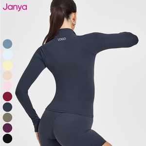 Janya Women's Gym Sports Fitness <strong>Jackets</strong> Stand Collar Slim Fit <strong>Workout</strong> Top Full Zipper Long Sleeve Yoga <strong>Jacket</strong> for Plus Size - Product Image 3