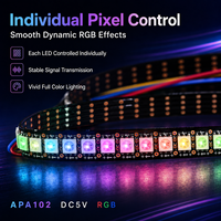 Tira de LED APA102 SK9822 RGB direccionable SMD5050 DC5V 60 LEDs por metro con datos de reloj de 4 hilos para sistema de iluminación de píxeles de escenario