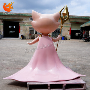 Đồ trang trí cửa hàng hình thú hoạt hình tùy chỉnh, đồ trang trí bằng sợi thủy tinh, tượng mèo phép thuật được vẽ, mô hình trừu tượng - Product Image 5