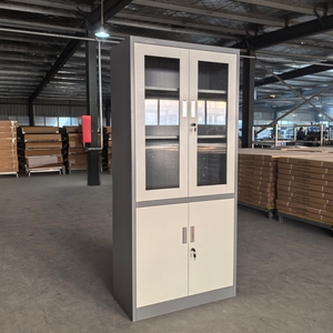 Archivador Metálico Ejecutivo Moderno de Acero <span class=keywords><strong>para</strong></span> <span class=keywords><strong>Oficina</strong></span>, con <span class=keywords><strong>Estantes</strong></span> Ajustables en Altura y Puerta de Vidrio, con Cerradura - Product Image 1