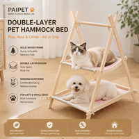 Hamac pour chat à deux niveaux PAIPET, lit pour animaux de compagnie en bois en forme de A avec hamac suspendu, salon pour chat avec lit inférieur, vente en gros personnalisée