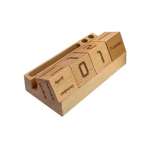 Calendario de escritorio de madera ECHO de 134 mm x 76 mm x 33 mm, calendario de mesa perpetuo con impresión digital para el hogar, la oficina, regalo decorativo - Product Image 2