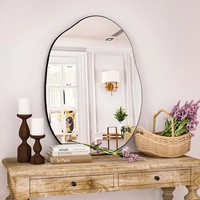 Miroir mural asymétrique sans cadre, artisanal, en métal, style Art déco, à poser sur le bureau