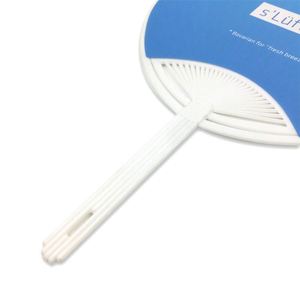 Éventail portable personnalisé avec logo imprimé, poignée en papier écologique et PP, idéal pour la publicité - Product Image 4