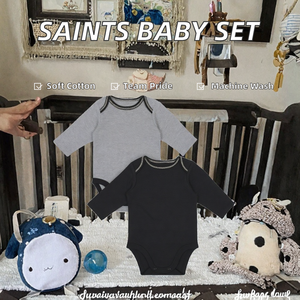 Infant <b>Long</b> <b>Sleeve</b> <b>Bodysuit</b> 2 Piece Romper Set Grey <b>Black</b> Snap Closure for Baby - Product Image 2