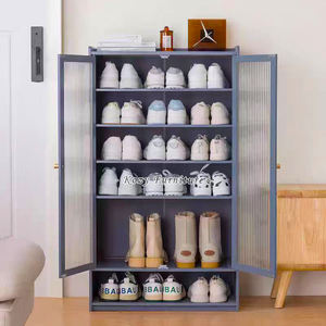 Armoire de rangement de <span class=keywords><strong>chaussures</strong></span> à porte en verre moderne salon étagère à <span class=keywords><strong>chaussures</strong></span> à double porte simple présentoir armoire de rangement organisateur - Product Image 3