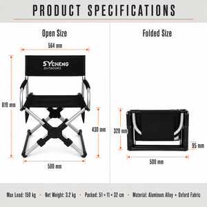 Silla de Camping Plegable Portátil, Compacta y Ligera, con Marco de Aluminio, Sillas de Director de Aleación para Pesca, Playa y Actividades al Aire Libre - Product Image 3