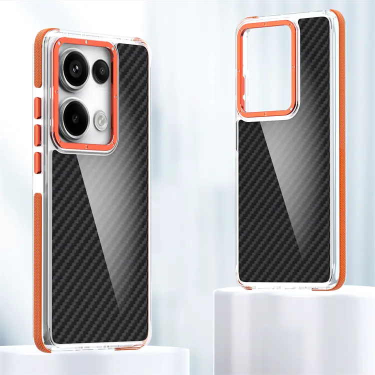 Nouveau boîtier de téléphone en fibre de carbone acrylique antichoc avec support de bague de caméra pour Xiaomi redmi note 13 pro 5g