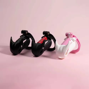 Venta al por mayor de fábrica: Jaula de castidad masculina con cuernos de demonio, negra, rosa, blanca, de ABS, antiescape, BDSM, fetiche, juguete sexual para adultos, para hombres gay y sissy. - Product Image 5