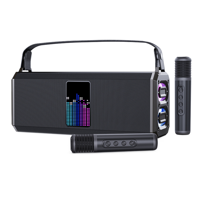 YS316 Disco Outdoor Portable Karaoke Machine with Dual Wireless Mic High Fidelity Sound & 4" Speaker for Camping