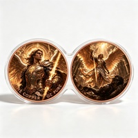 Pièce de monnaie en cuivre pur 1 once, motif jumeaux conjoints, pièce de défi Archange Michel avec impression 2D et 3D, médaille de collection religieuse