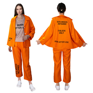 Costume de Cosplay de prisonnier, ensemble de combinaison orange pour Halloween, spectacle sur scène, Costume unisexe pour adulte - Product Image 4