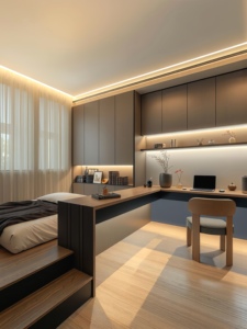 Lit plateforme tatami sur mesure avec étagère, mobilier de chambre d'enfant moderne et multifonctionnel - Product Image 4