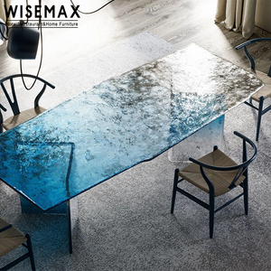 WISEMAX mobili di lusso leggero tavolino art gradiente resina trasparente set 6 posti <span class=keywords><strong>tavolo</strong></span> da pranzo <span class=keywords><strong>quadrato</strong></span> per mensa ristorante - Product Image 2