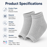 Chaussettes de protection pour talons en gel, à bout ouvert, respirantes, en tricot, avec coussin intégré, lavables, pour hommes et femmes