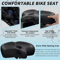 Selle de vélo LEWEE large, sièges de vélo Big Ass, cuir PU, absorption des chocs douce, résistant à l'eau, coussin de sécurité pour le cyclisme