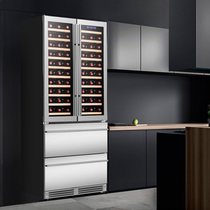 Enfriador de Vino y Bebidas Integrado de Doble Puerta y Triple Zona con Compresor, 600L, 100 Botellas, 169 Latas, Refrigerador Comercial Yc-618 - Product Image 4
