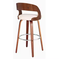 Chaise de bar rétro en bois massif de luxe léger, tabouret à dossier réglable, style américain et européen pour hôtel, salle à manger, café, rotation