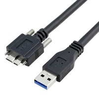 MV-ACU3-MBMs-AM-ST-*m USB 3.0 Micro B dengan Sekrup ke Kabel USB 3.0 Tipe-A untuk Kamera Industri