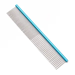 Biểu tượng tùy chỉnh Dog Comb Pet Comb thép không gỉ dài dày tóc lông loại bỏ lông thú cưng chải chuốt Lược