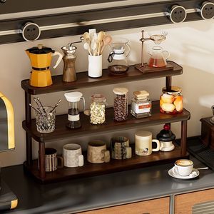Multi Tiered Desktop Shelf 3 Floors Standing Type Rectangle Aluminum Stackable Storage Rack For Kitchen <b>Teacups</b> Tea <b>Sets</b> Water - Product Image 1