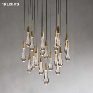 Candelabro Lineal de Lujo Estilo Americano Nórdico para Restaurante Lámparas Colgantes Gota de Lluvia para Isla de Comedor Candelabro Gota de Agua - Product Image 5