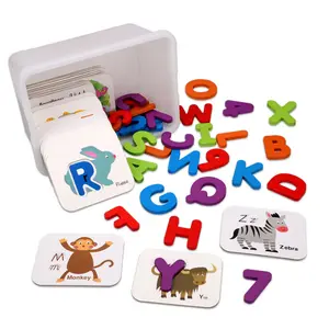 热卖字母和数字匹配木制拼图益智玩具供婴儿学习