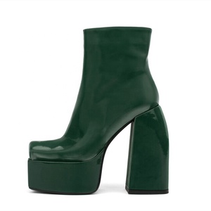 2022 Short Style Fashion <b>Boots</b> Solid Color Square Toe Side Zip Chunky Heel Ankle <b>Boots</b> with Platform Winter Daily Shoes Size 45 - Product Image 6