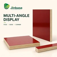 Contreplaqué de construction Jinbase 18 mm avec film rouge, 1220x2440 mm, contreplaqué imperméable E0 pour coffrage en béton, projets de construction