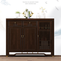 Meuble buffet d'entrée traditionnel en noyer de luxe rétro, avec rangement à lattes, pour salon et école - Vente en gros directe usine